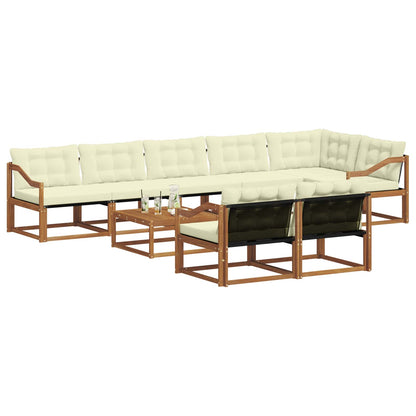Set di divani da esterno con cuscino 9 pcs Naturale e Crema | homemem39