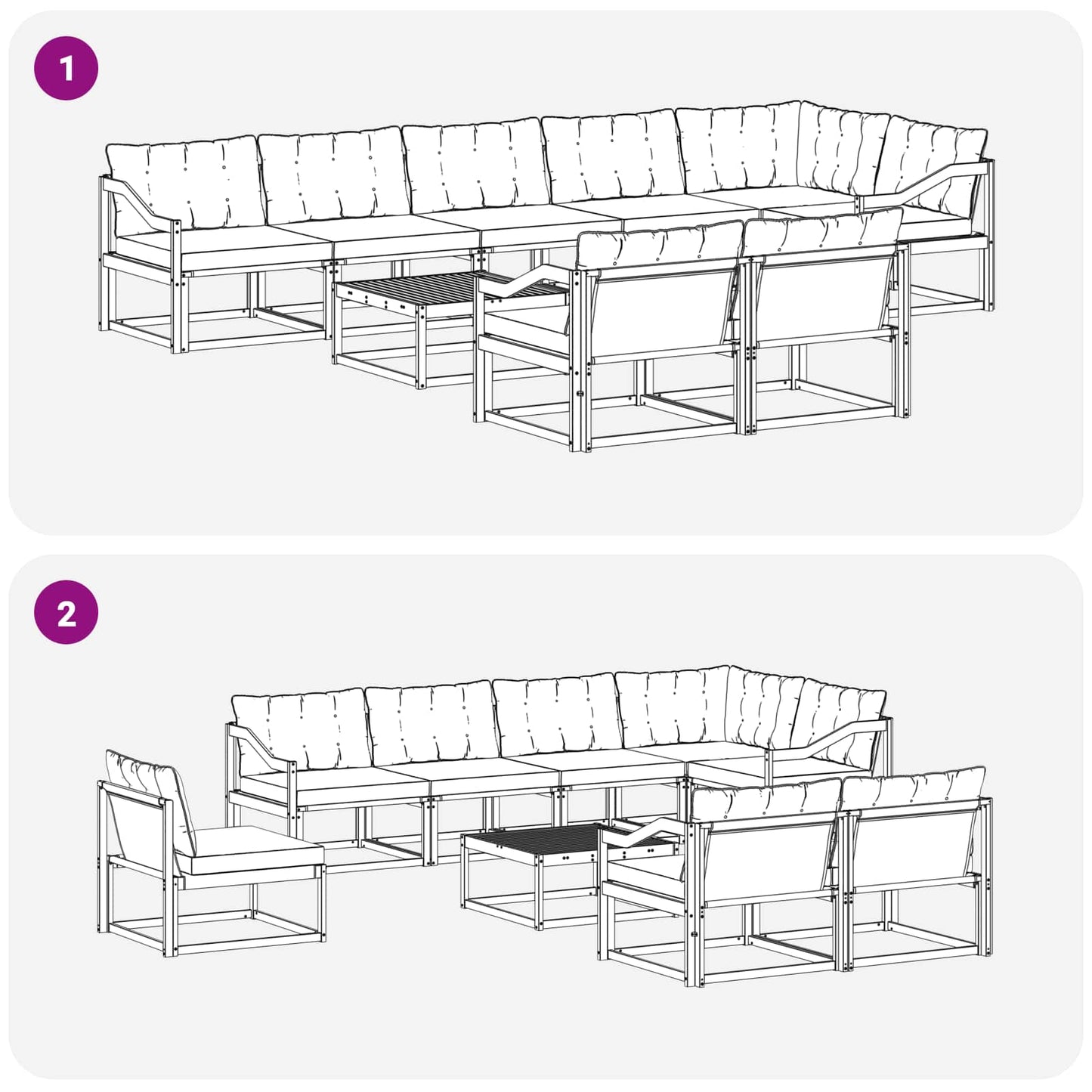 Set di divani da esterno 9 pcs Grigio Naturale e Chiaro | homemem39