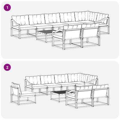 Set di divani da esterno con cuscino 9 pcs Naturale e Nero | homemem39