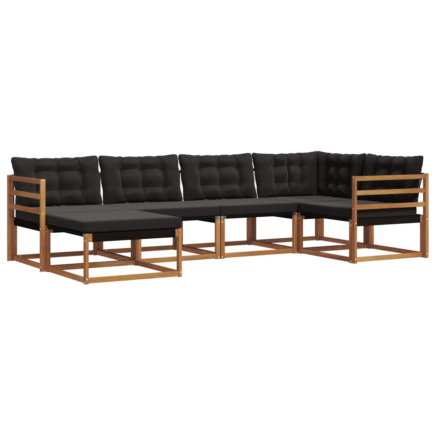 Set di divani da esterno con cuscino 6 pcs Naturale e Nero | homemem39