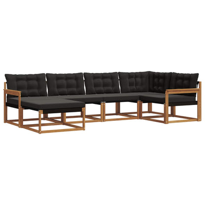 Set di divani da esterno con cuscino 6 pcs Naturale e Nero | homemem39