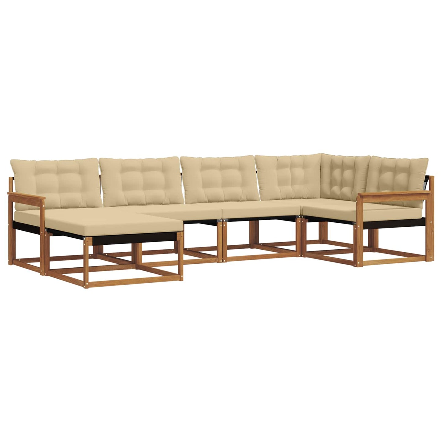 Set di divani da esterno con cuscino 6 pcs Naturale e Beige | homemem39