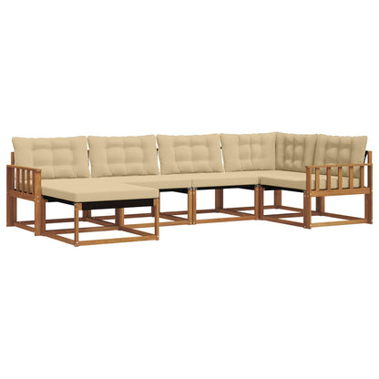 Set di divani da esterno con cuscino 6 pcs Naturale e Beige | homemem39
