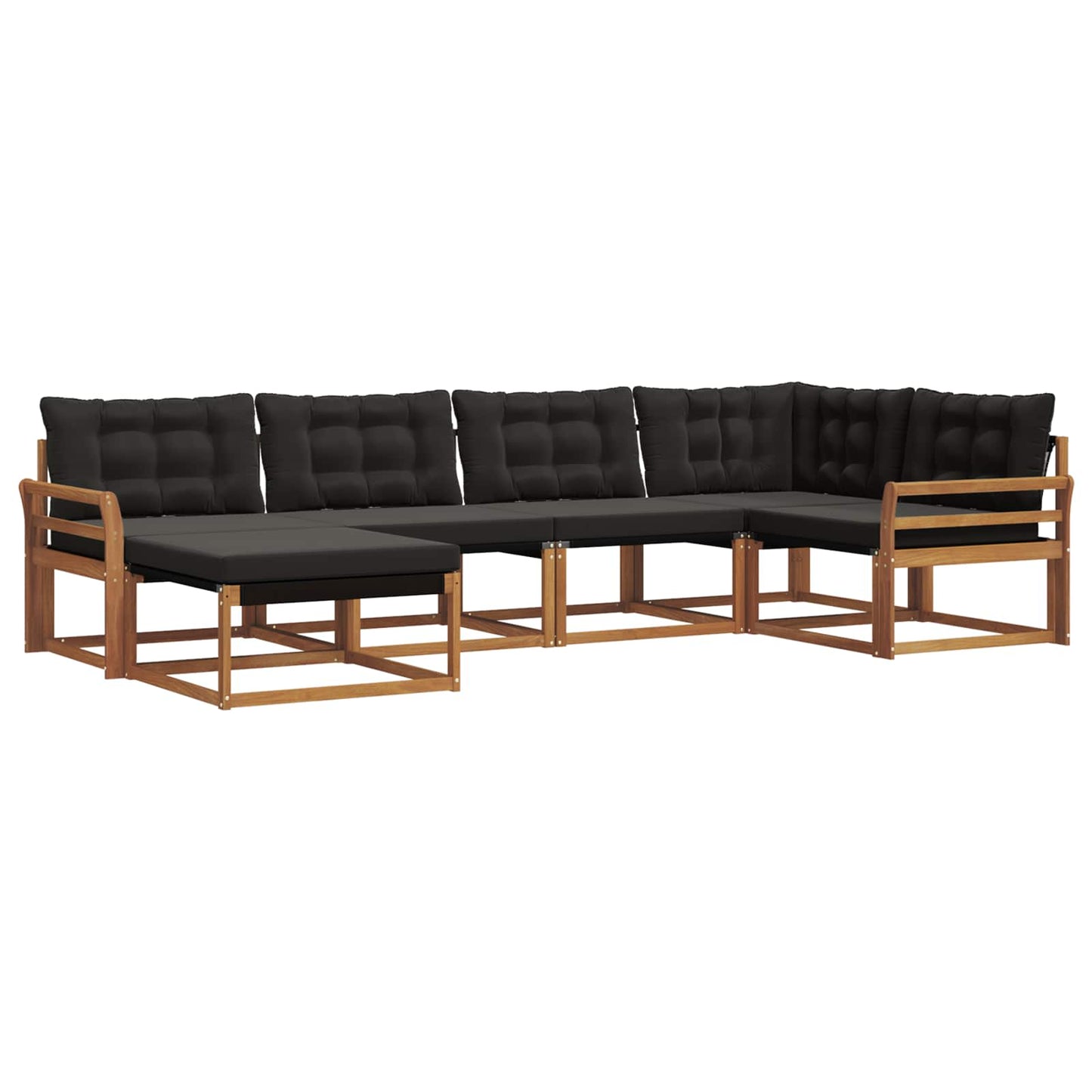 Set di divani da esterno con cuscino 6 pcs Naturale e Nero | homemem39