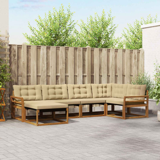 Set di divani da esterno con cuscino 6 pcs Naturale e Beige | homemem39