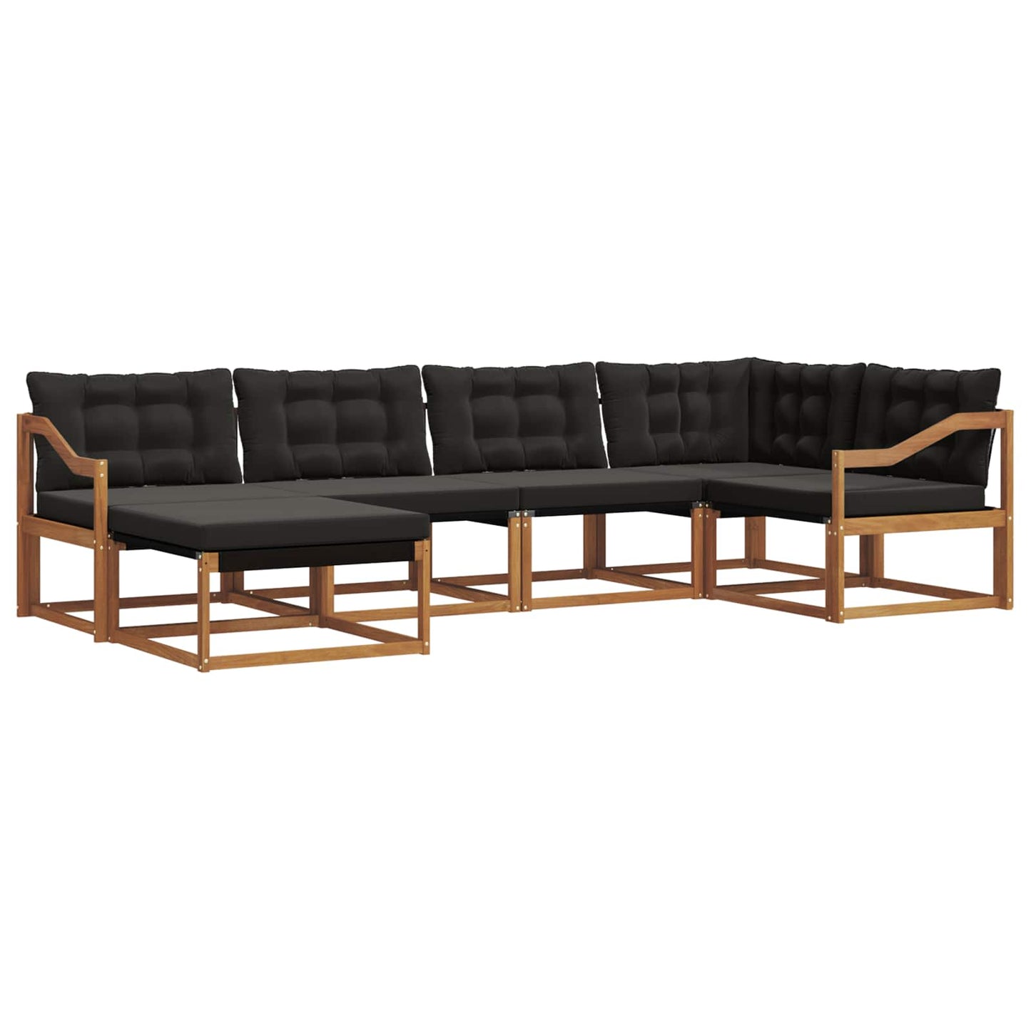 Set di divani da esterno con cuscino 6 pcs Naturale e Nero | homemem39