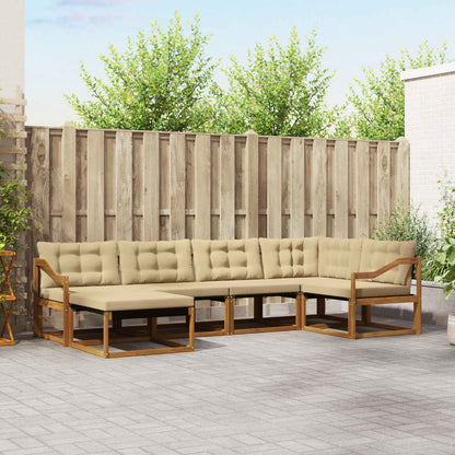 Set di divani da esterno con cuscino 6 pcs Naturale e Beige | homemem39