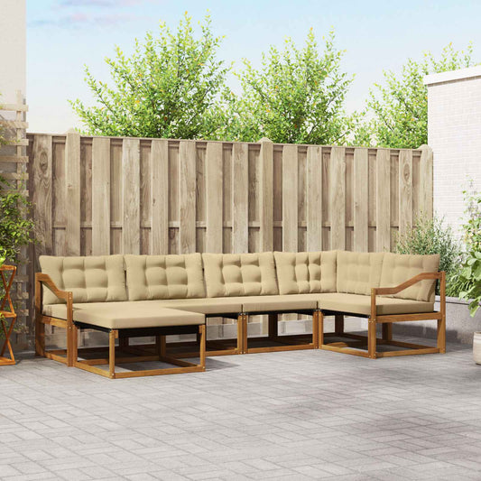 Set di divani da esterno con cuscino 6 pcs Naturale e Beige | homemem39