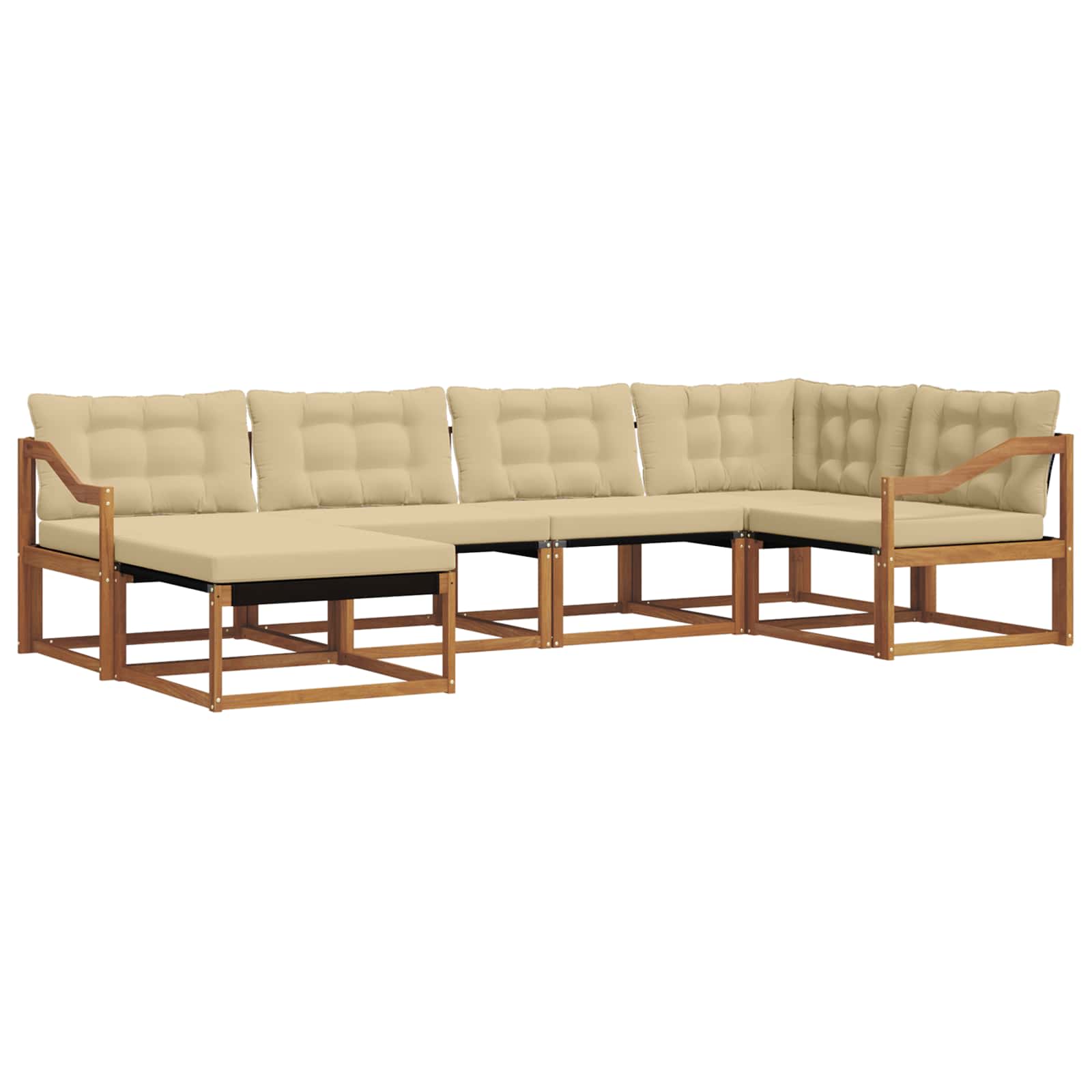 Set di divani da esterno con cuscino 6 pcs Naturale e Beige | homemem39
