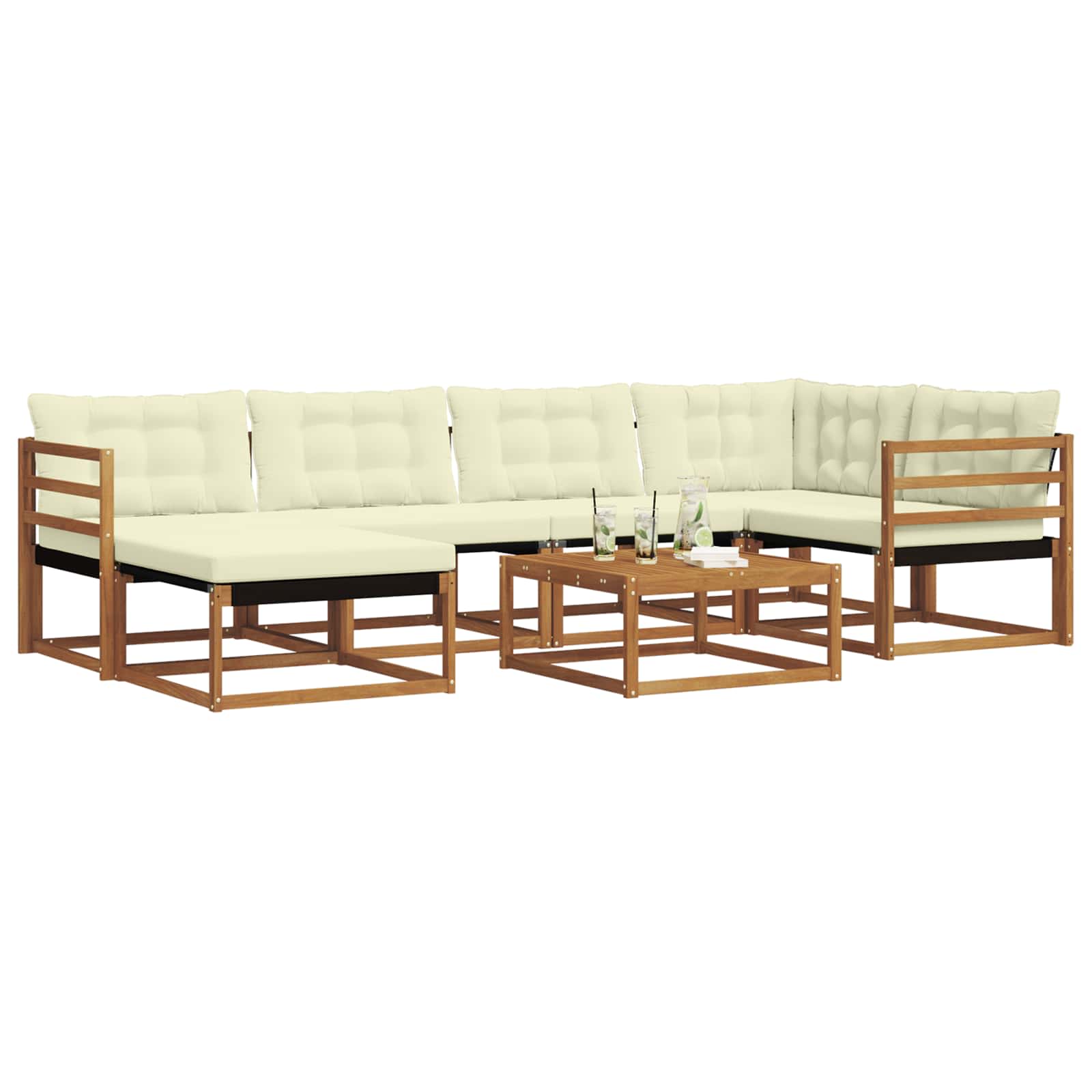 Set di divani da esterno con cuscino 19 pcs Naturale e Crema | homemem39