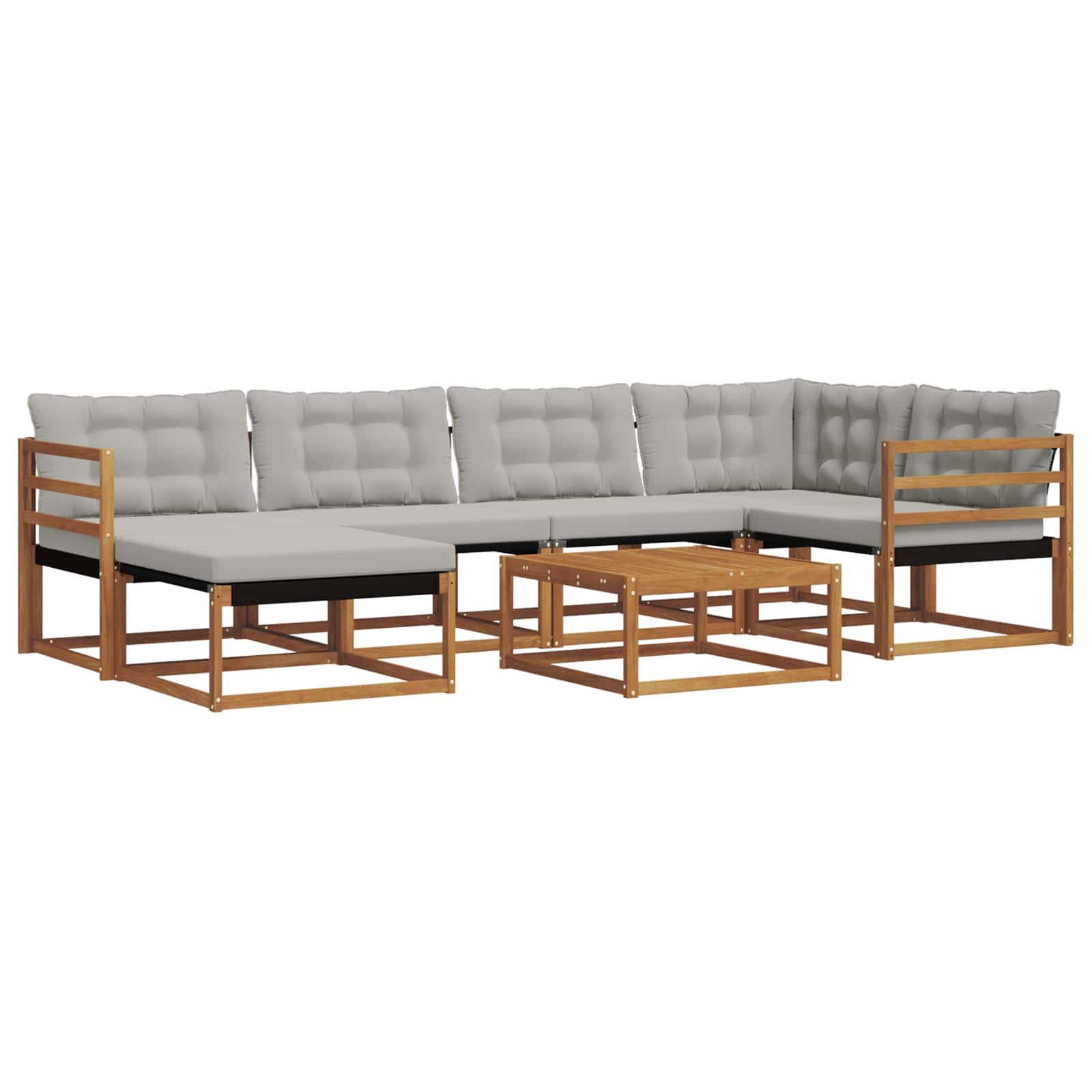 Set di divani da esterno 7 pcs Grigio Naturale e Chiaro | homemem39