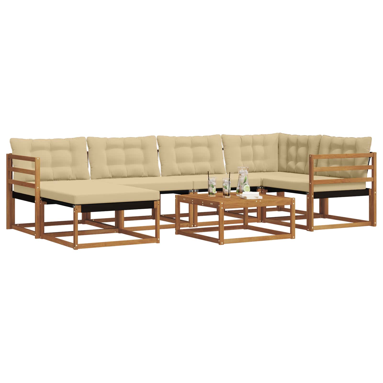 Set di divani da esterno con cuscino 19 pcs Naturale e Beige | homemem39