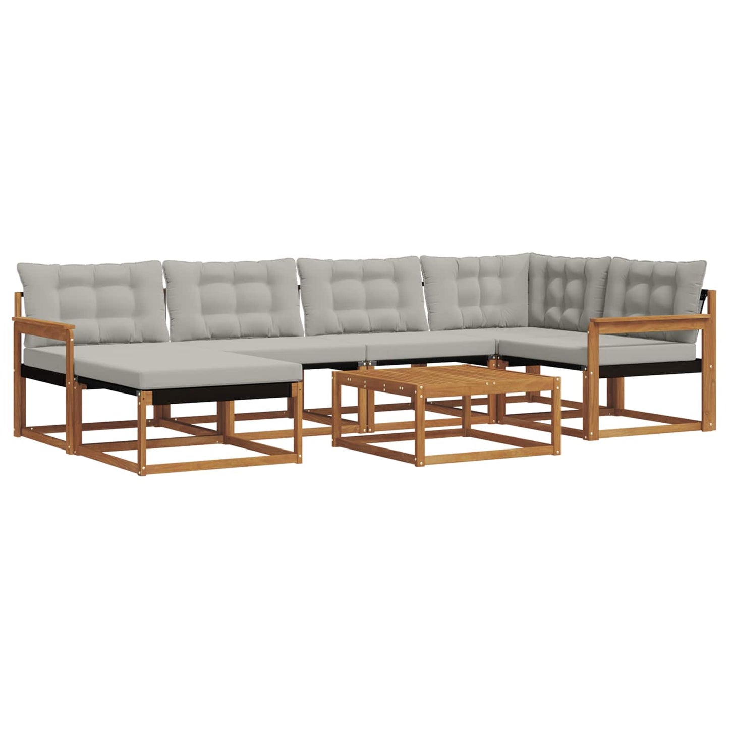 Set di divani da esterno 7 pcs Grigio Naturale e Chiaro | homemem39
