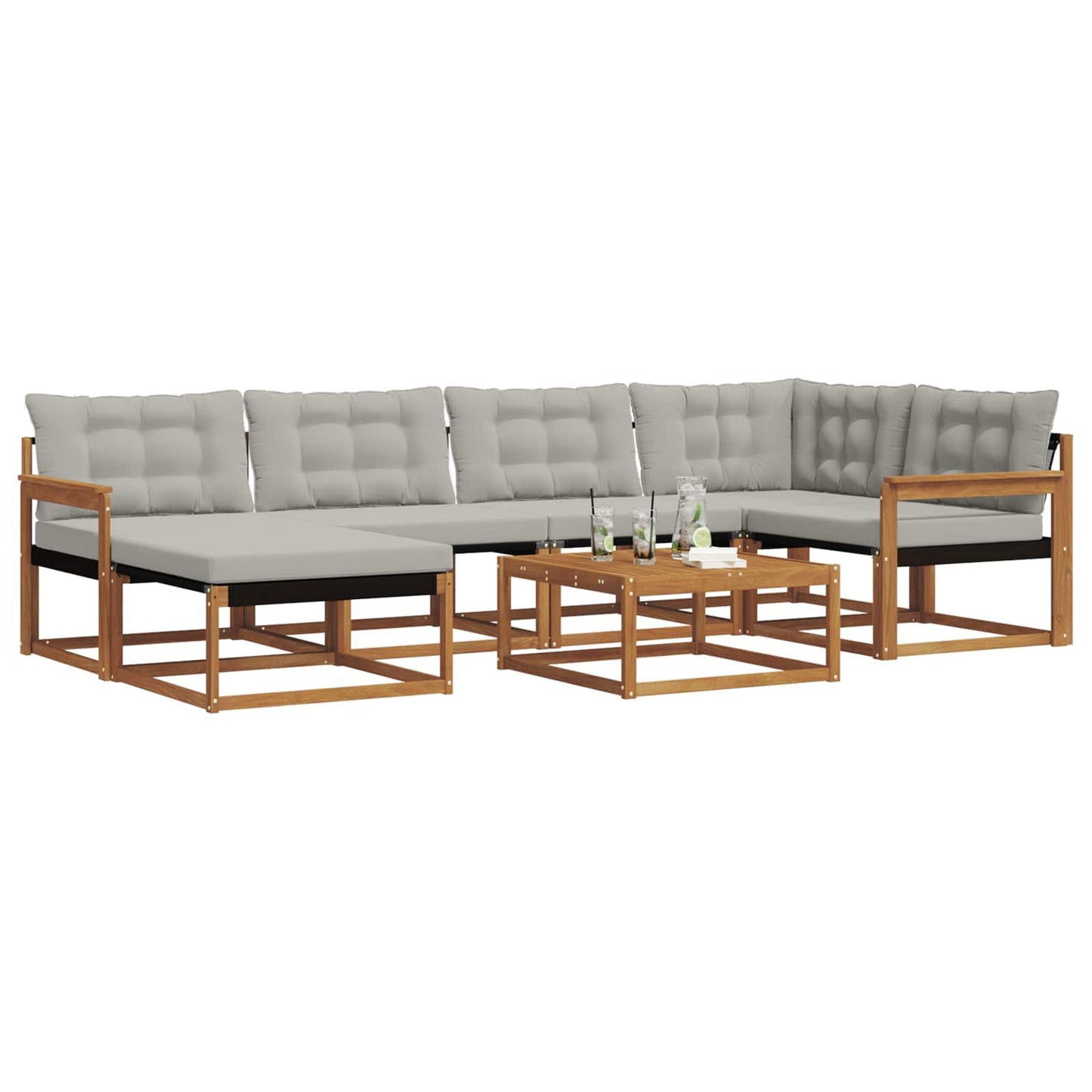 Set di divani da esterno 7 pcs Grigio Naturale e Chiaro | homemem39