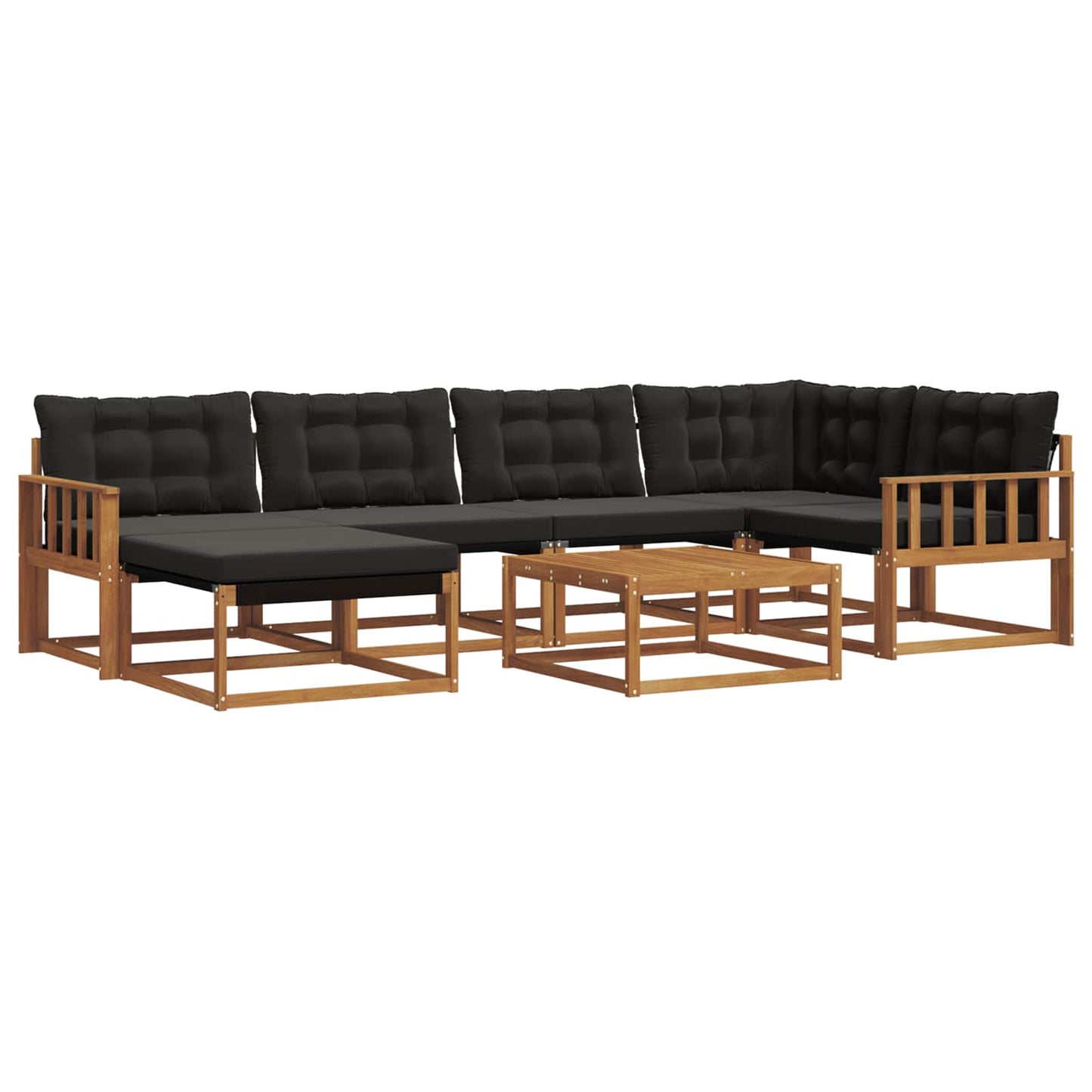 Set di divani da esterno con cuscino 19 pcs Naturale e Nero | homemem39