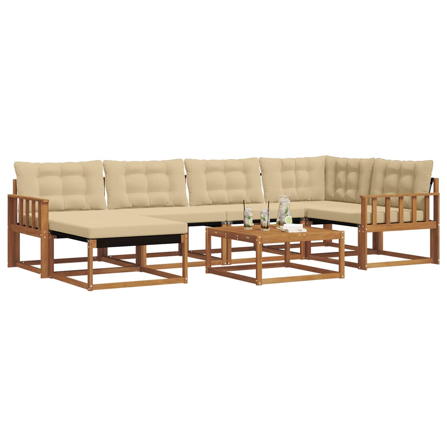 Set di divani da esterno con cuscino 19 pcs Naturale e Beige | homemem39