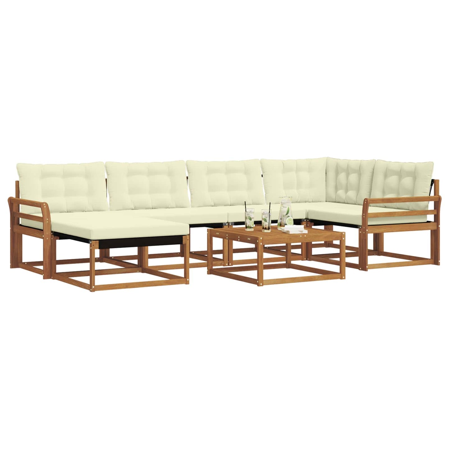 Set di divani da esterno con cuscino 19 pcs Naturale e Crema | homemem39
