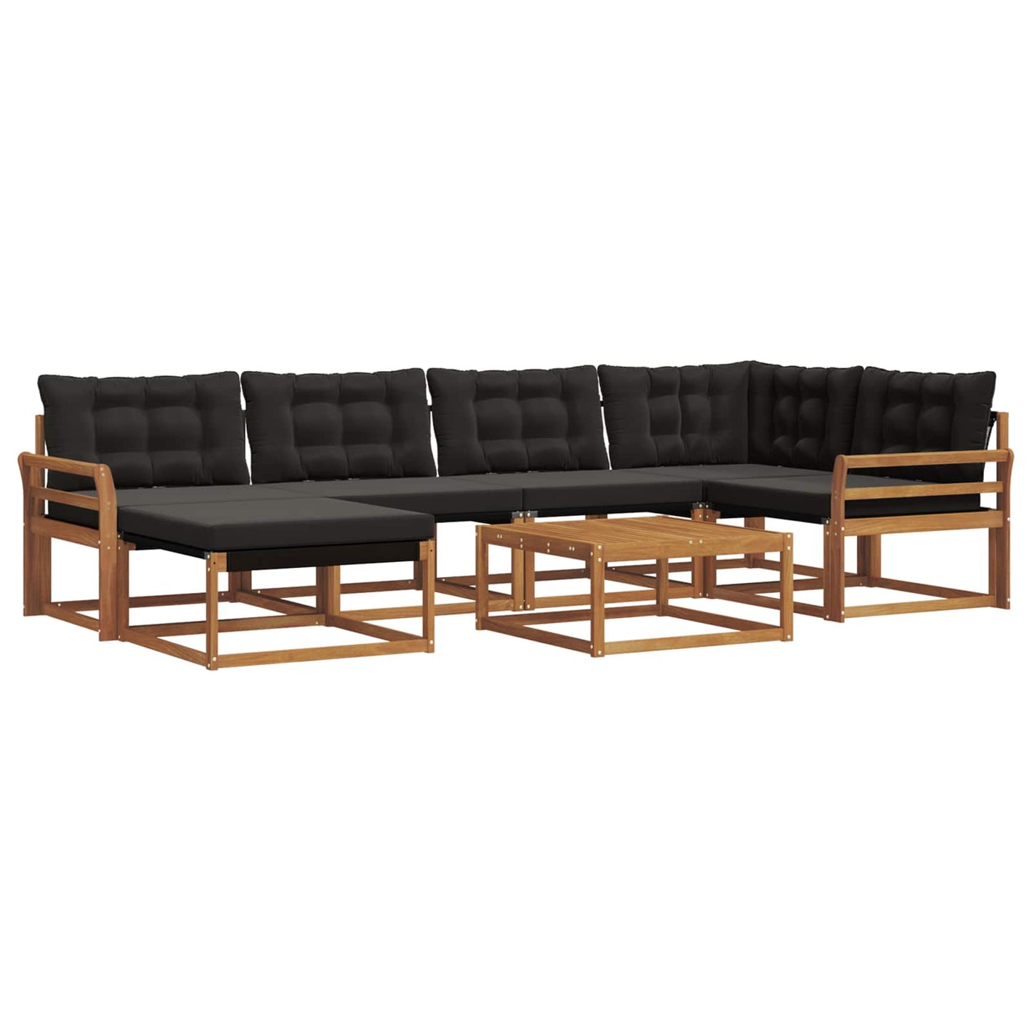 Set di divani da esterno con cuscino 19 pcs Naturale e Nero | homemem39