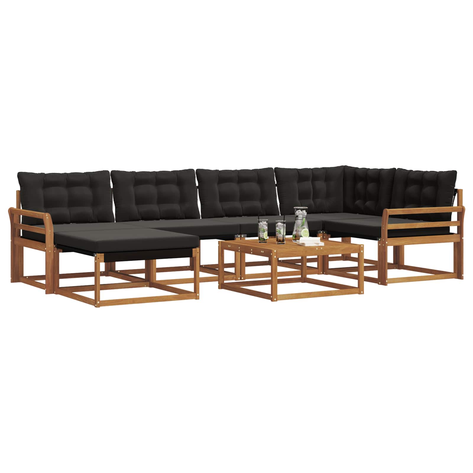 Set di divani da esterno con cuscino 19 pcs Naturale e Nero | homemem39