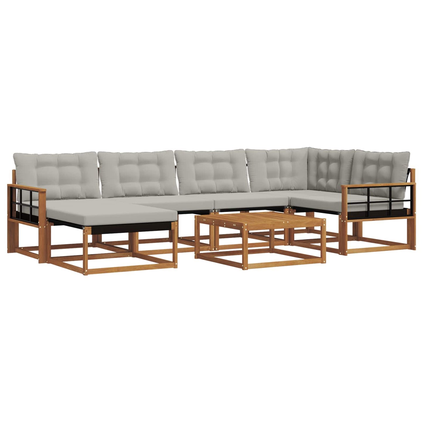 Set di divani da esterno 7 pcs Grigio Naturale e Chiaro | homemem39