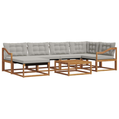 Set di divani da esterno 7 pcs Grigio Naturale e Chiaro