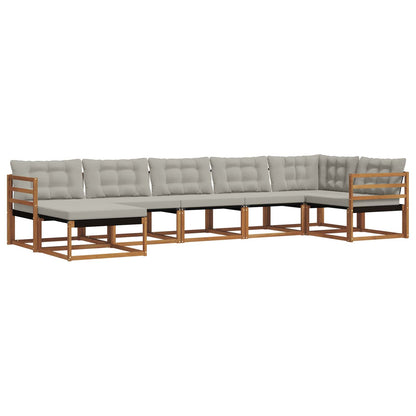 Set di divani da esterno 7 pcs Grigio Naturale e Chiaro | homemem39