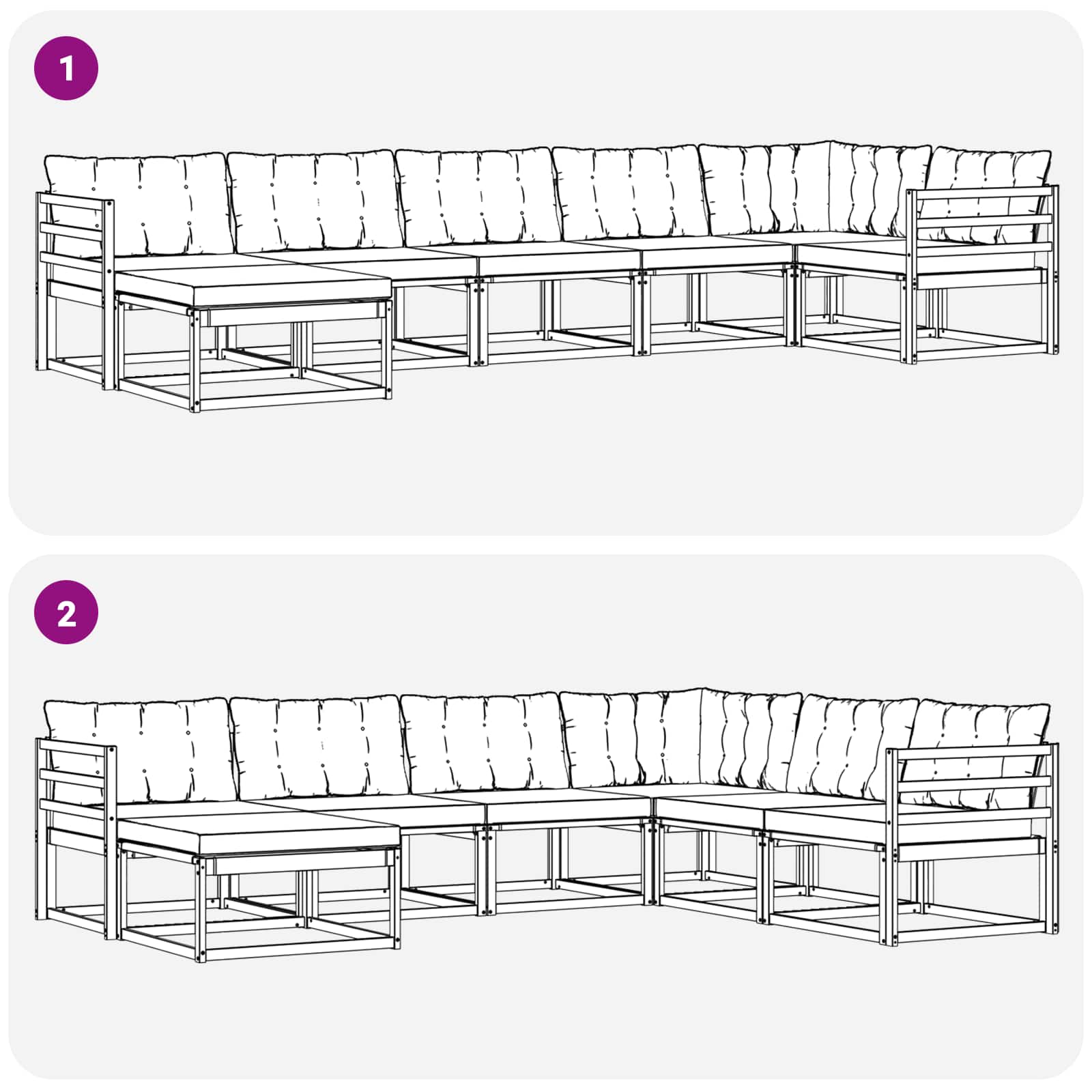 Set di divani da esterno 7 pcs Grigio Naturale e Chiaro | homemem39