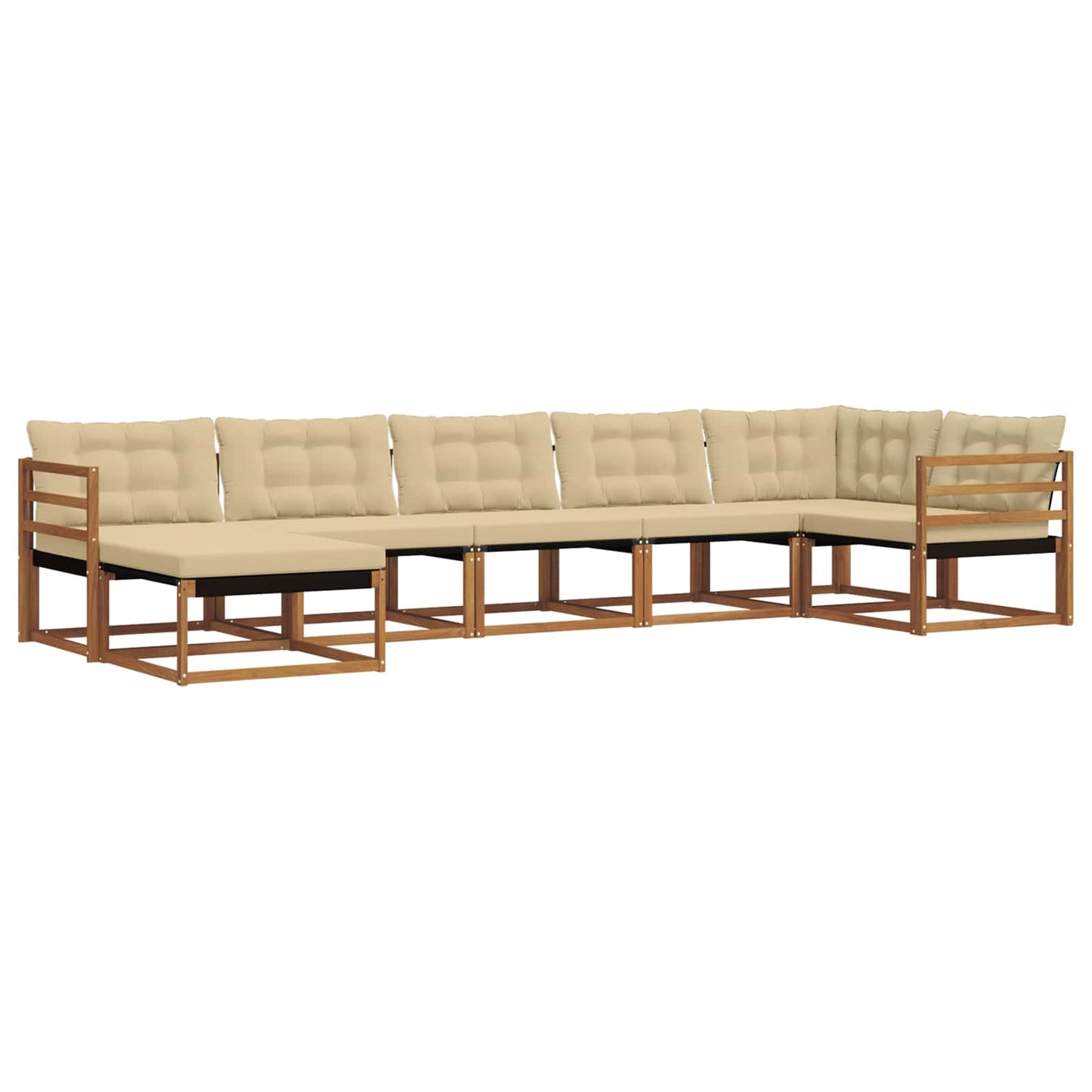 Set di divani da esterno con cuscino 7 pcs Naturale e Beige | homemem39