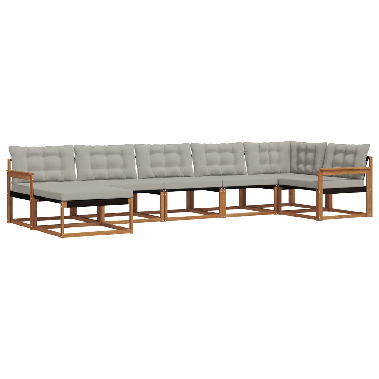Set di divani da esterno 7 pcs Grigio Naturale e Chiaro | homemem39