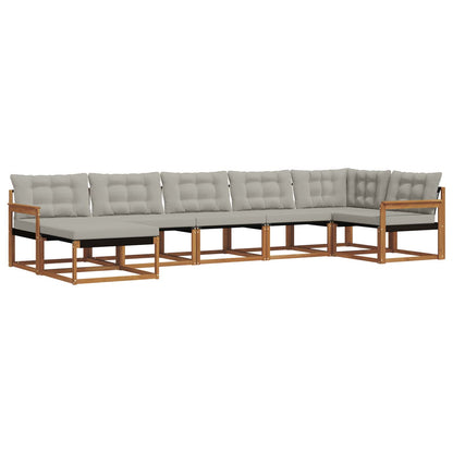 Set di divani da esterno 7 pcs Grigio Naturale e Chiaro | homemem39