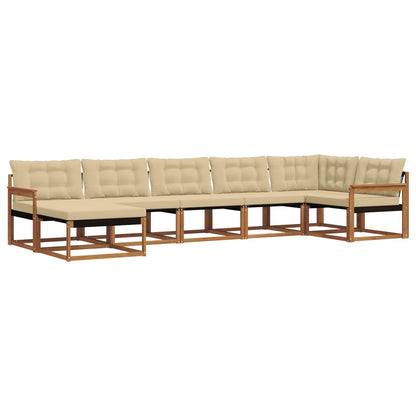 Set di divani da esterno con cuscino 7 pcs Naturale e Beige