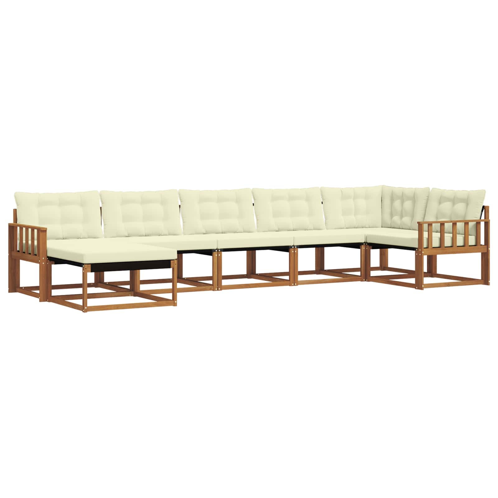 Set di divani da esterno con cuscino 7 pcs Naturale e Crema | homemem39