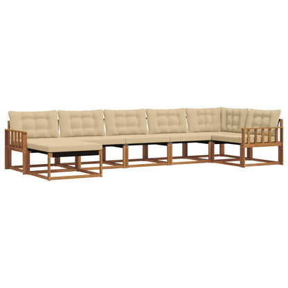 Set di divani da esterno con cuscino 7 pcs Naturale e Beige | homemem39