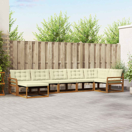Set di divani da esterno con cuscino 7 pcs Naturale e Crema | homemem39