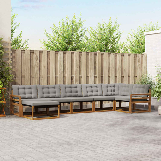 Set di divani da esterno 7 pcs Grigio Naturale e Chiaro | homemem39