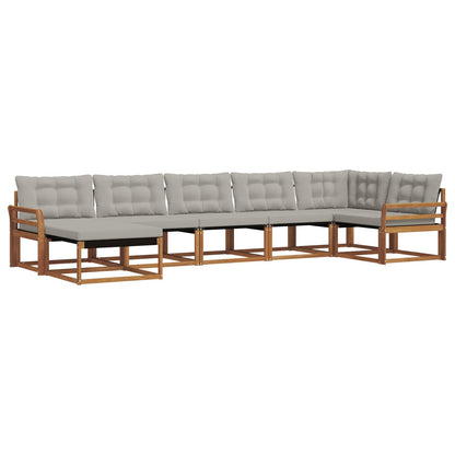 Set di divani da esterno 7 pcs Grigio Naturale e Chiaro | homemem39
