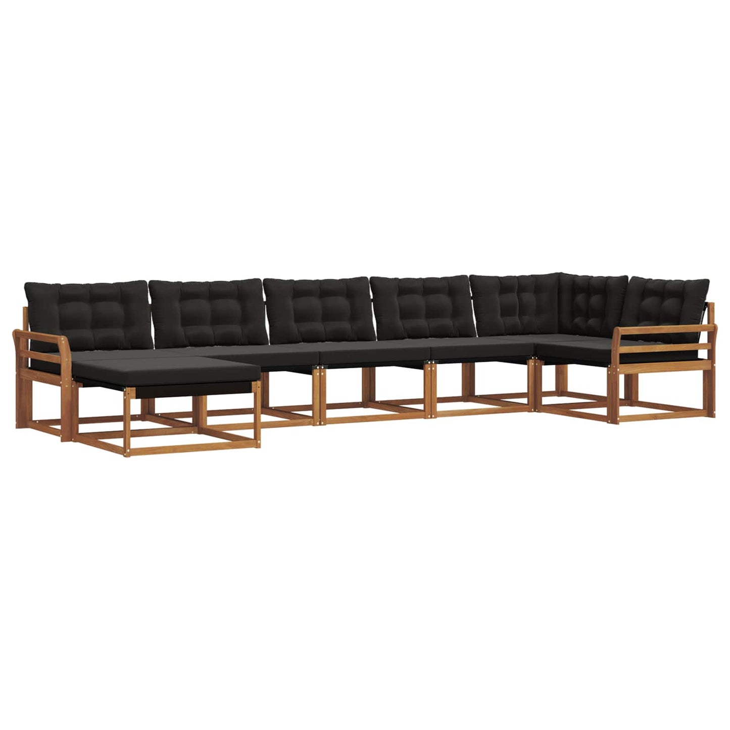 Set di divani da esterno con cuscino 7 pcs Naturale e Nero | homemem39
