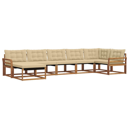 Set di divani da esterno con cuscino 7 pcs Naturale e Beige | homemem39