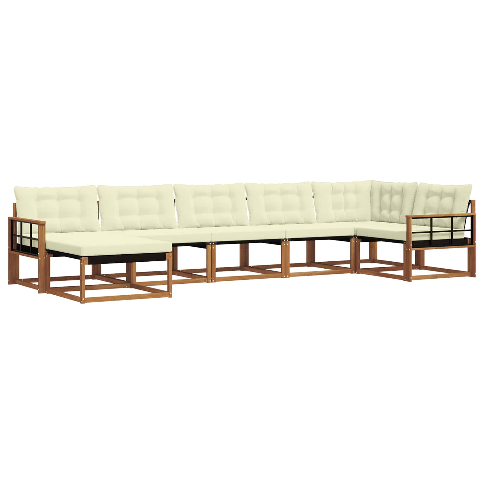Set di divani da esterno con cuscino 7 pcs Naturale e Crema | homemem39