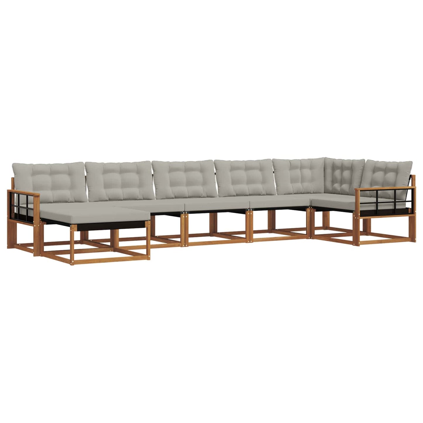 Set di divani da esterno 7 pcs Grigio Naturale e Chiaro | homemem39