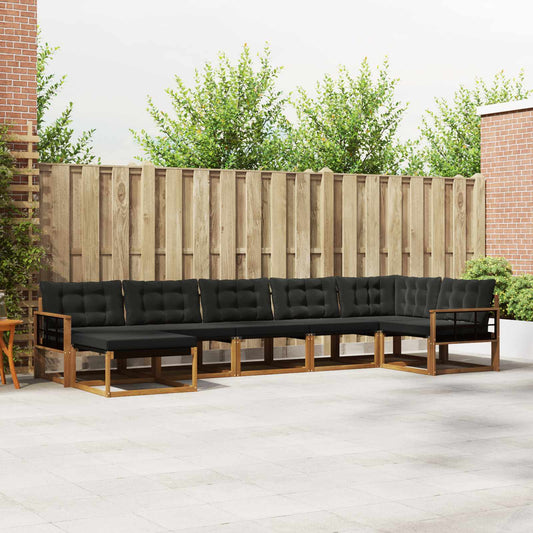 Set di divani da esterno con cuscino 7 pcs Naturale e Nero