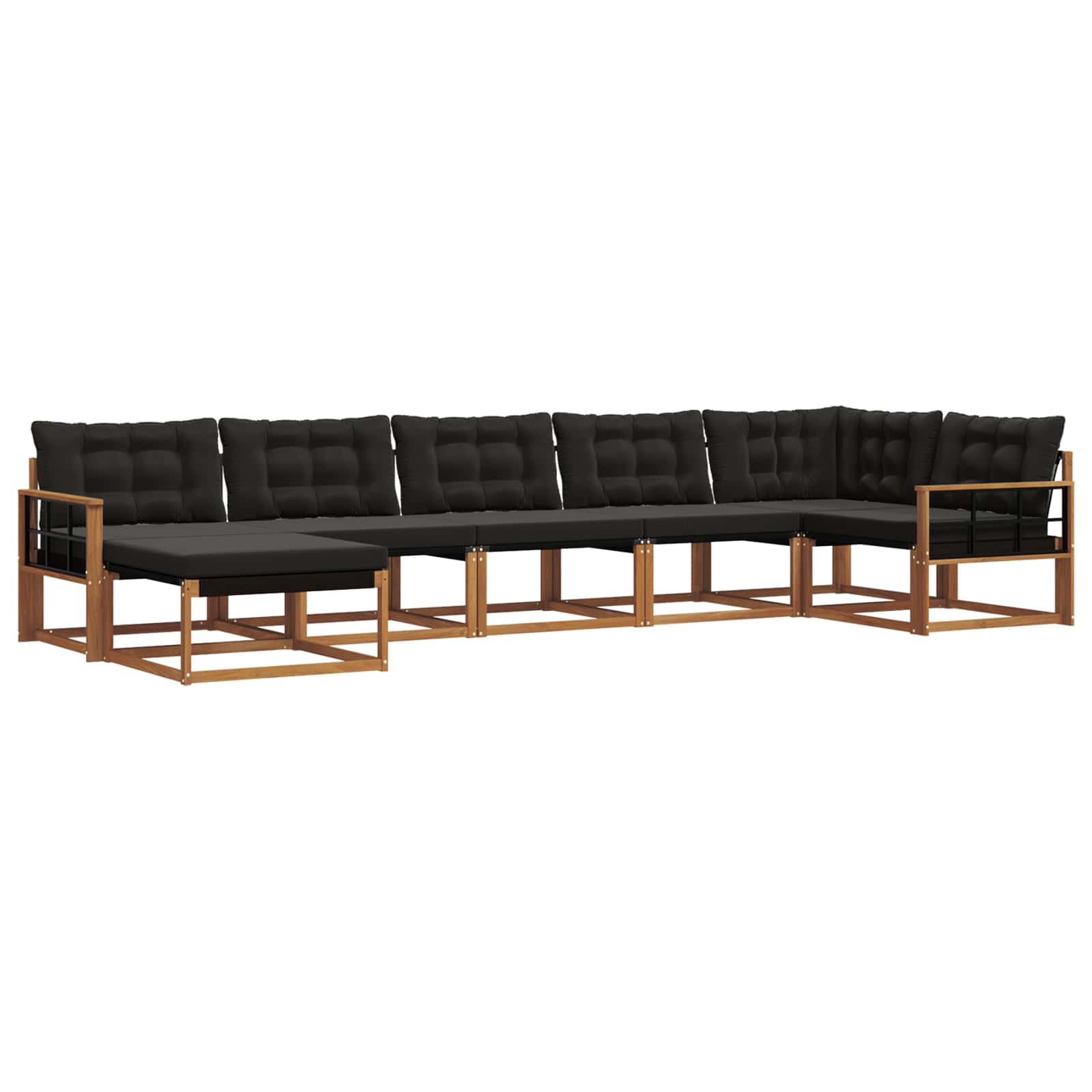 Set di divani da esterno con cuscino 7 pcs Naturale e Nero | homemem39