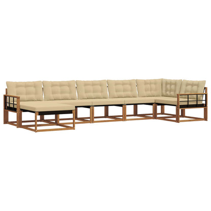 Set di divani da esterno con cuscino 7 pcs Naturale e Beige | homemem39