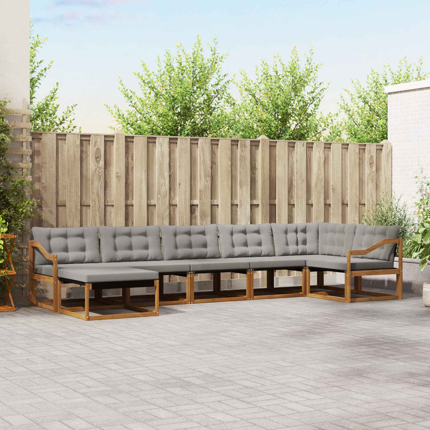 Set di divani da esterno 7 pcs Grigio Naturale e Chiaro | homemem39