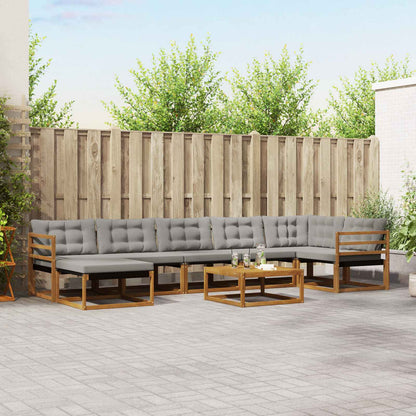 Set di divani da esterno 8 pcs Grigio Naturale e Chiaro