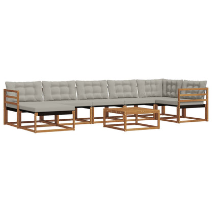 Set di divani da esterno 8 pcs Grigio Naturale e Chiaro | homemem39