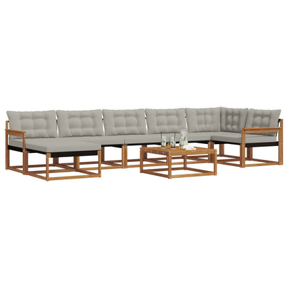 Set di divani da esterno 8 pcs Grigio Naturale e Chiaro | homemem39