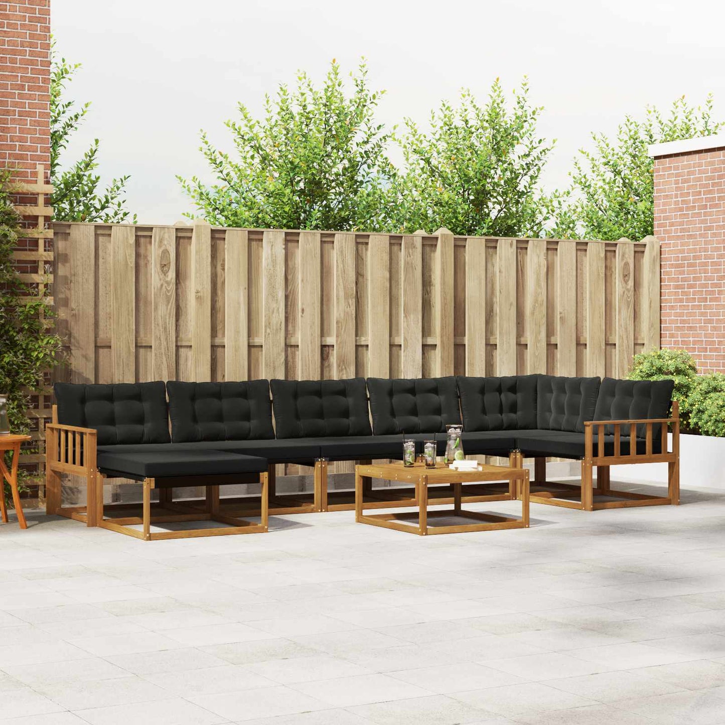 Set di divani da esterno con cuscino 22 pcs Naturale e Nero | homemem39