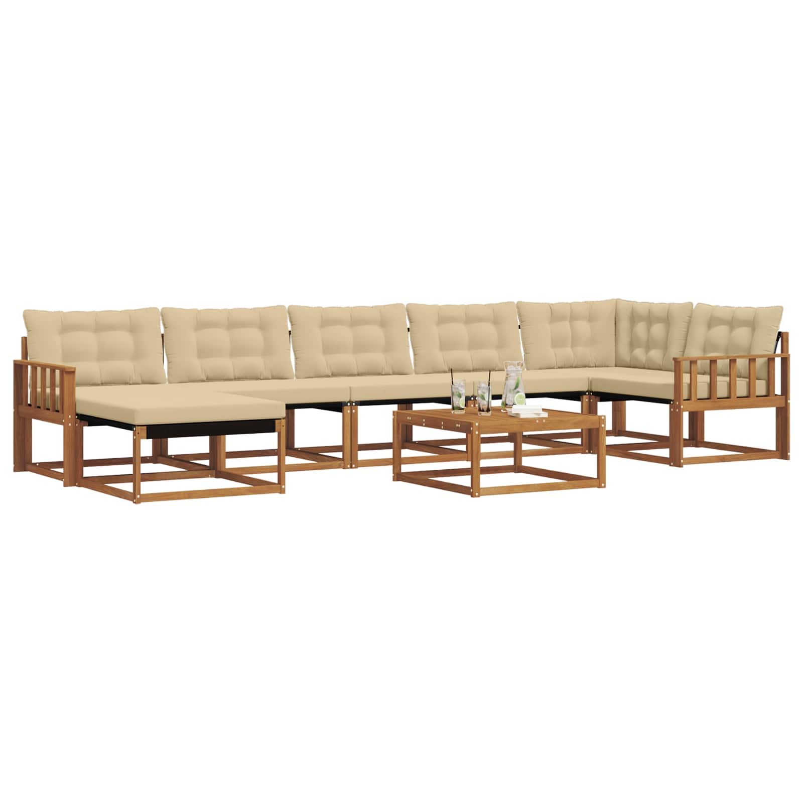 Set di divani da esterno con cuscino 22 pcs Naturale e Beige | homemem39