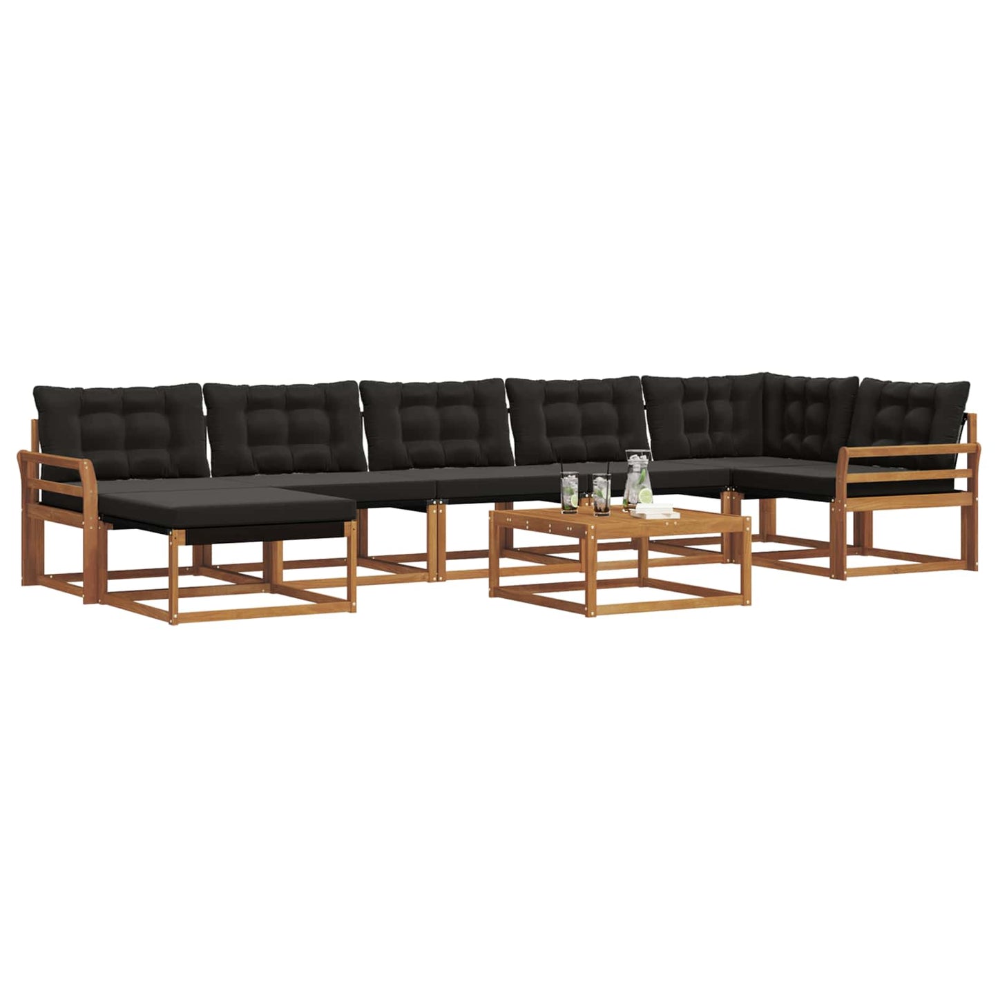 Set di divani da esterno con cuscino 22 pcs Naturale e Nero | homemem39